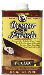 HOWARD Howard RF7016 Wood Restorer, Dark Oak, Liquid, 16 oz Can PAINT HOWARD