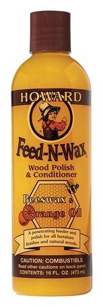 HOWARD Howard FW0016 Polish and Conditioner, 16 oz, Bottle, Yellow, Solid, Orange PAINT HOWARD