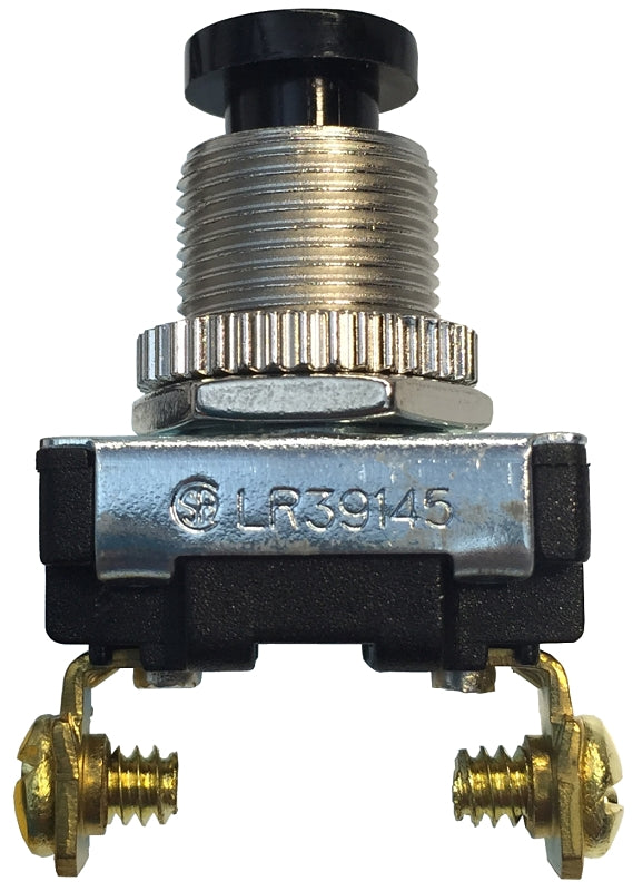 GB Gardner Bender GSW-22 Pushbutton Switch, 6/3 A, 120/240 V, SPST, Screw Terminal, Chrome