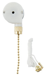 GB Gardner Bender GSW-34 Pull Chain Switch, 1-Pole, 125/250 VAC, 3/6 A, Brass