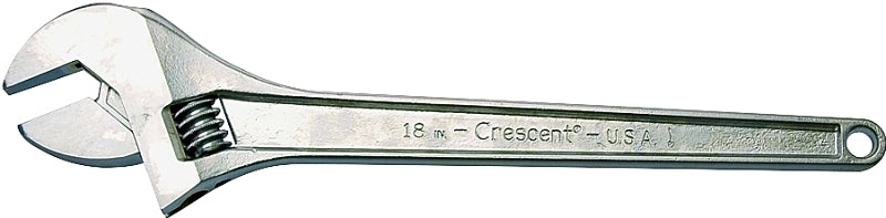 CRESCENT Crescent AC118 Adjustable Wrench, 18 in OAL, 2.063 in Jaw, Steel, Chrome-Plated, I-Beam Handle TOOLS CRESCENT