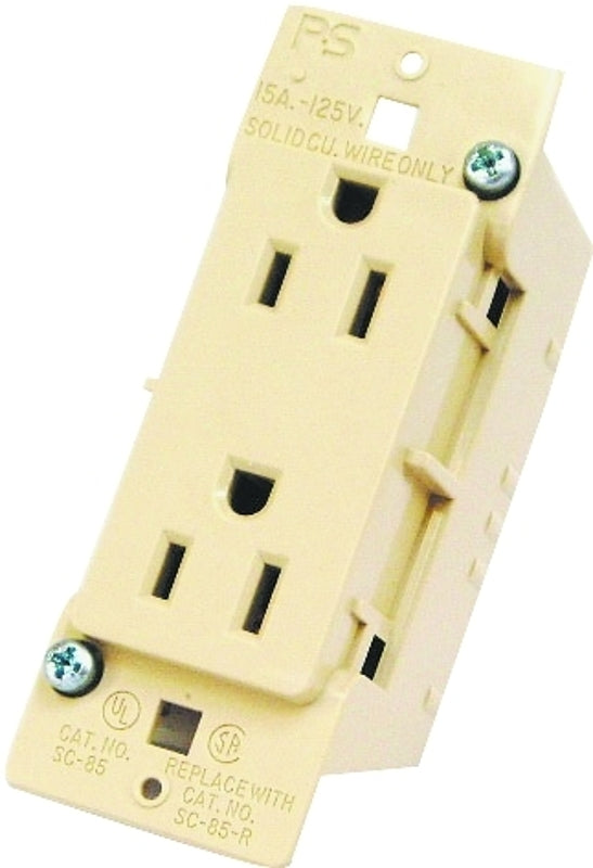 US HARDWARE US Hardware E-102C Receptacle, 125 V, 15 A, 2-Pole, Ivory AUTOMOTIVE US HARDWARE