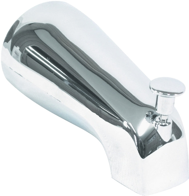 US HARDWARE US Hardware P-526C Bathtub Spout with Diverter, 12.63 in L, 1/2 in Connection, NPT, Plastic, Chrome-Plated