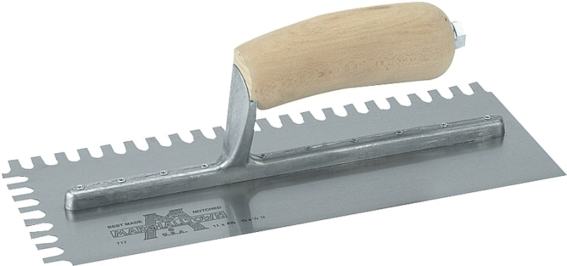 MARSHALLTOWN Marshalltown 704S Trowel, 3/32 in W x 3/32 in D Notch, 11 in L, 4-1/2 in W, U Notch, Curved Handle TOOLS MARSHALLTOWN