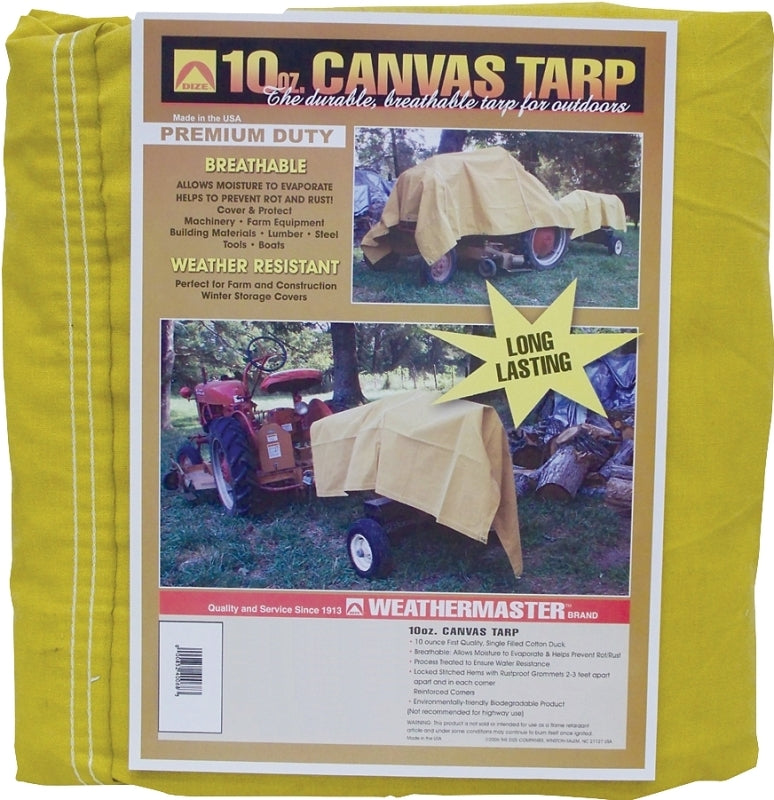 DIZE Dize Weathermaster CA1012D Tarpaulin, 12 ft L, 10 ft W, Canvas, Tan