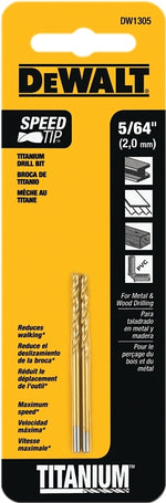 DEWALT DEWALT DW1305 Jobber Drill Bit, 5/64 in Dia, 2 in OAL, Parabolic Flute, 5/64 in Dia Shank, Straight Shank TOOLS DEWALT