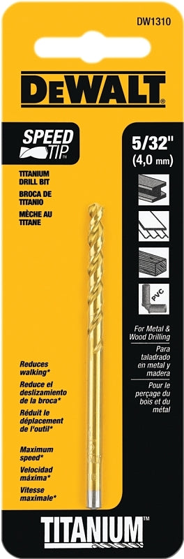 DEWALT DEWALT DW1310 Jobber Drill Bit, 5/32 in Dia, 3-1/8 in OAL, Parabolic Flute, 5/32 in Dia Shank, Straight Shank