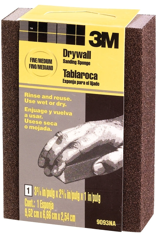 3M 3M 9093 Sanding Sponge, 3-3/4 in L, 2-5/8 in W, Fine, Medium PAINT 3M