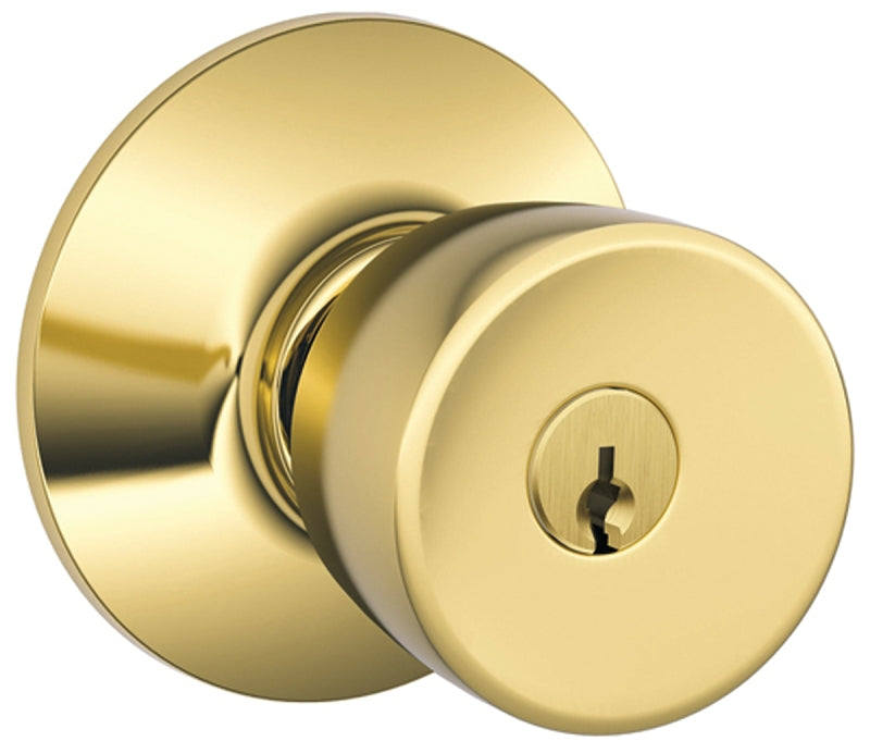 SCHLAGE LOCK Schlage F Series F51A VBEL505K4 Entry Knob, Bell, Knob Handle, Bright Brass, Metal, C Keyway, 2-3/4 in Dimensions, Yes HARDWARE & FARM SUPPLIES SCHLAGE LOCK