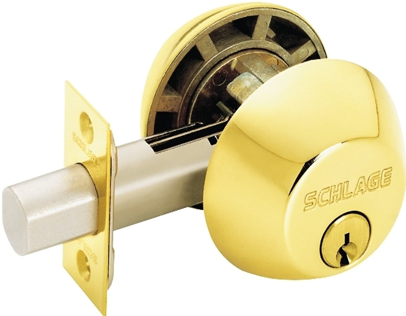 SCHLAGE LOCK Schlage B62NV 505 Deadbolt, 1 Grade, Metal, Bright Brass, 2-3/8 to 2-3/4 in Backset, C, SC1 Keyway HARDWARE & FARM SUPPLIES SCHLAGE LOCK
