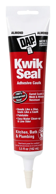 DAP DAP 18013 Kitchen and Bath Caulk, Almond, 36 hr Curing, -20 to 150 deg F, 5.5 oz Tube PAINT DAP