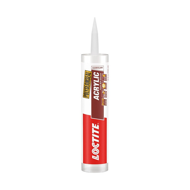 LOCTITE Loctite POLYSEAMSEAL 1507593 Acrylic Caulk, Clear, -5 to 170 deg F, 10 oz Cartridge
