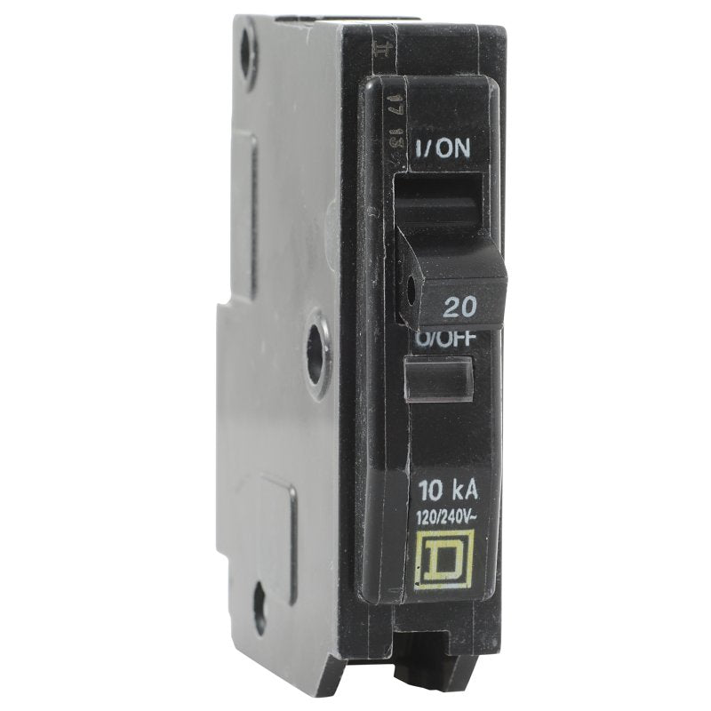 SQUARE D Square D QO QO120CP Mini Circuit Breaker, 20 A, 1-Pole, 120/240 VAC, 48 VDC, Fixed Trip, Plug ELECTRICAL SQUARE D
