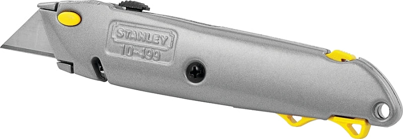 STANLEY STANLEY 10-499 Utility Knife, 2-7/16 in L Blade, 3 in W Blade, HCS Blade, Gray Handle, Straight Handle