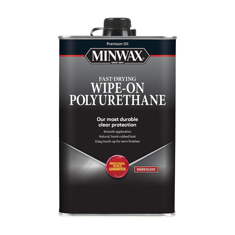 MINWAX Minwax 40900000 Wipe-On Polyurethane, Oil Base, Clear, Gloss, Liquid, 1 pt Can