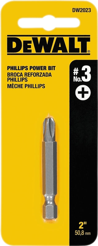 DEWALT DEWALT DW2023 Power Bit, #3 Drive, Phillips Drive, 1/4 in Shank, Hex Shank, 2 in L, Steel TOOLS DEWALT