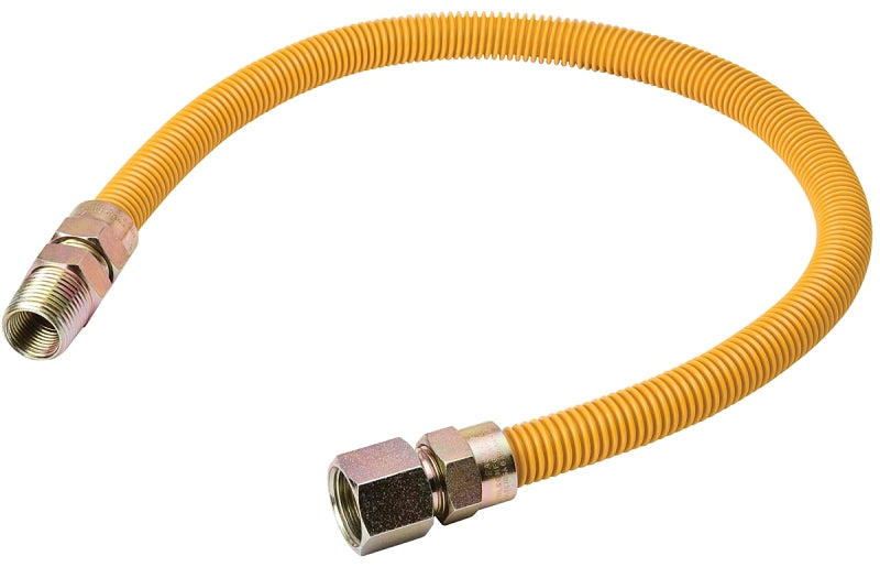 B & K INDUSTRIES B & K G038YE101148RP Gas Connector, 1/2 in, MIP x FIP, Stainless Steel, Epoxy-Coated, 48 in L, 1/2 in OD