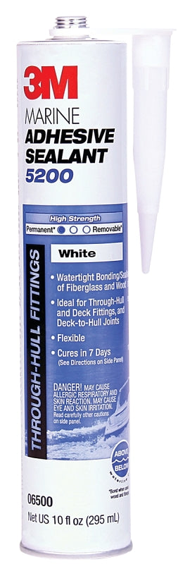 3M 3M 5200 Marine Adhesive Sealant, White, 5 days Curing, 40 to 100 deg F, 10 oz Cartridge PAINT 3M