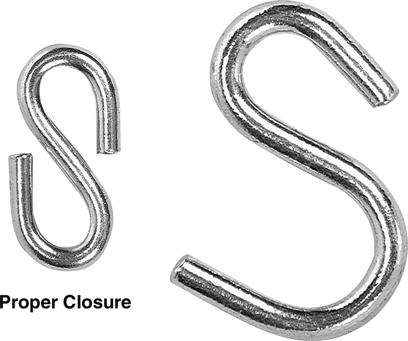 CAMPBELL CHAIN Campbell 6106024 S-Hook, 35 lb Working Load, 0.187 in Dia Wire, Low Carbon Steel, Zinc AUTOMOTIVE CAMPBELL CHAIN