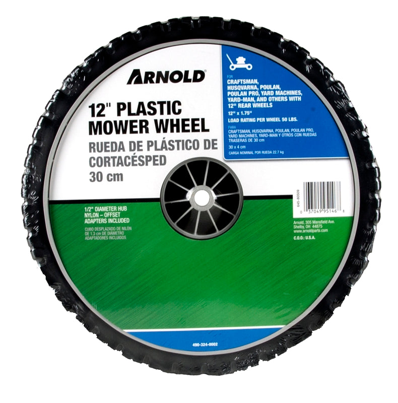 ARNOLD Arnold 490-324-0002 Replacement Lawn Mower Wheel, Plastic/Rubber