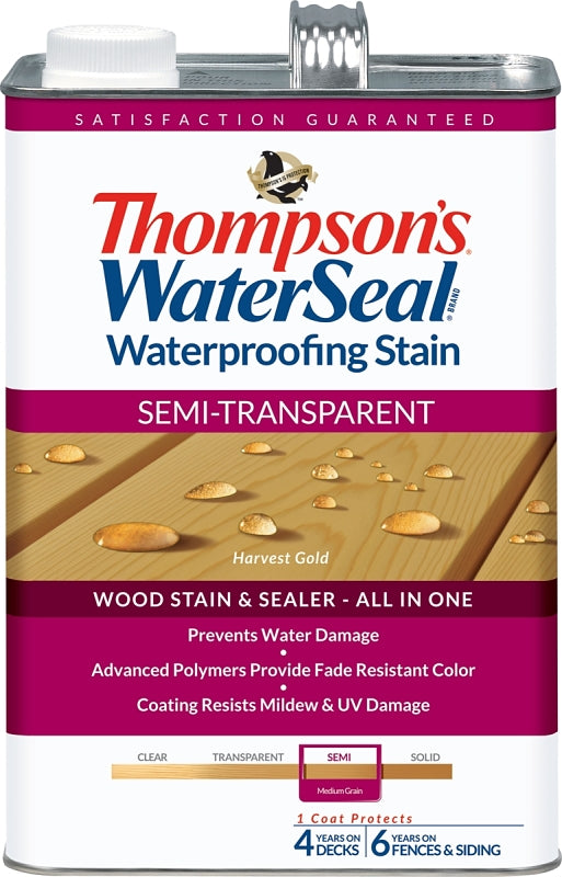 THOMPSON'S WATERSEAL Thompson's WaterSeal TH.092201-16 Wood Sealer, Semi-Transparent, Liquid, Harvest Gold, 1 gal PAINT THOMPSON'S WATERSEAL