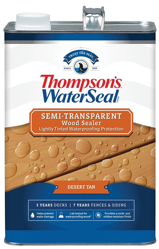 THOMPSON'S WATERSEAL Thompson's WaterSeal TH.092701-16 Waterproofing Stain, Semi-Transparent, Desert Tan, 1 gal PAINT THOMPSON'S WATERSEAL