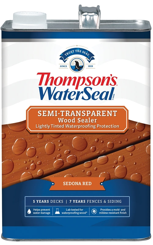 THOMPSON'S WATERSEAL Thompson's WaterSeal TH.092401-16 Wood Sealer, Semi-Transparent, Liquid, Sedona Red, 1 gal PAINT THOMPSON'S WATERSEAL