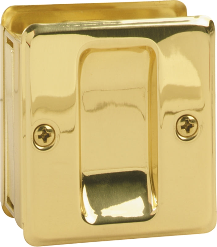SCHLAGE BUILDERS HARDWARE Schlage SC990B3 Pocket Door Pull, 2-1/2 in W, 2-3/4 in H, Brass, Brass