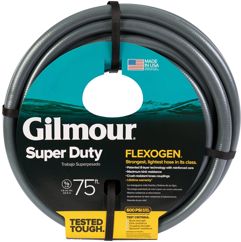 GILMOUR MFG Gilmour Mfg 874751-1001 Garden Hose, 75 ft L, Brass, Gray