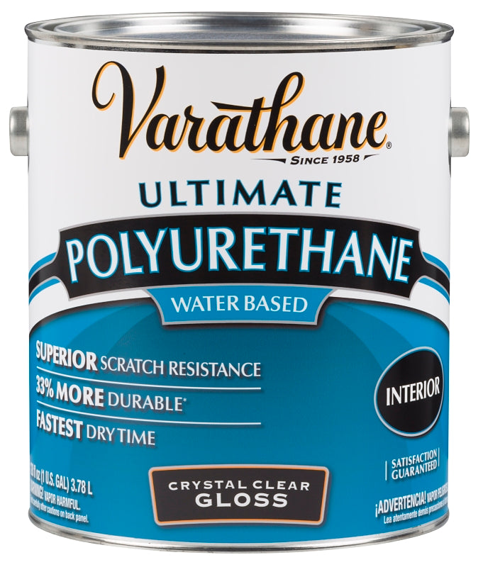VARATHANE Rust-Oleum 200031 Polyurethane, Gloss, Liquid, Crystal Clear, 1 gal, Can PAINT VARATHANE