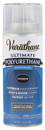 VARATHANE Rust-Oleum 200181 Polyurethane, Semi-Gloss, Liquid, Crystal Clear, 11.25 oz, Aerosol Can PAINT VARATHANE