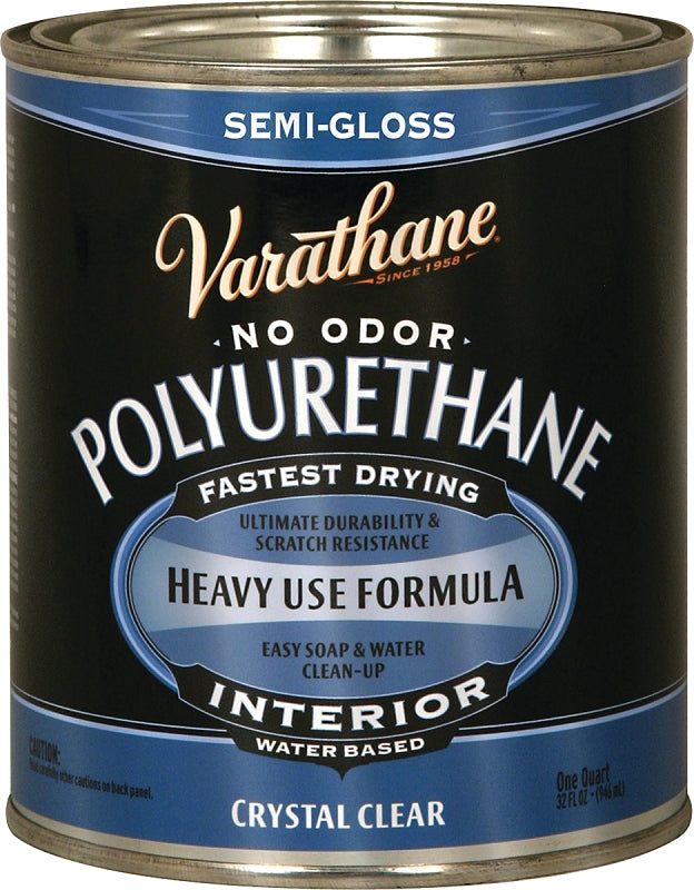 VARATHANE Rust-Oleum 200141H Polyurethane, Semi-Gloss, Liquid, Crystal Clear, 1 qt, Can PAINT VARATHANE