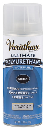 VARATHANE Rust-Oleum 200281 Polyurethane, Liquid, Crystal Clear, 11.25 oz, Aerosol Can PAINT VARATHANE