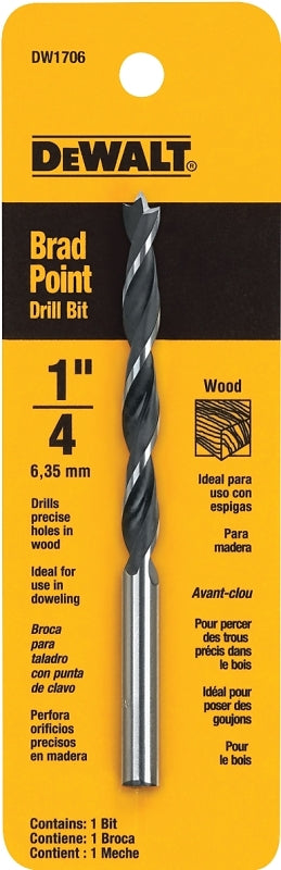 DEWALT DEWALT DW1706 Drill Bit, 1/4 in Dia, 4 in OAL, Twist Flute, 1/4 in Dia Shank, Straight Shank