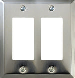 AMERELLE Amerelle 161RR Wallplate, 4-15/16 in L, 4-9/16 in W, 2-Gang, Steel, Polished Chrome
