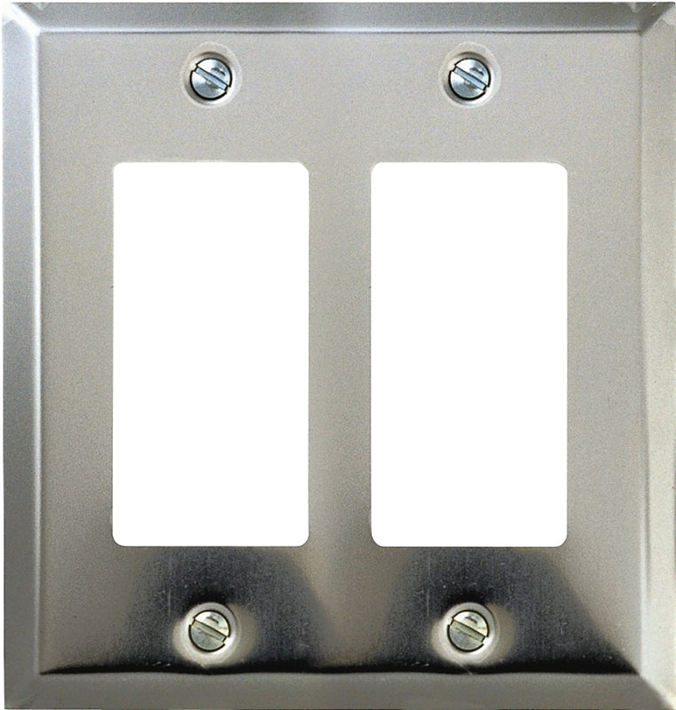 AMERELLE Amerelle 161RR Wallplate, 4-15/16 in L, 4-9/16 in W, 2-Gang, Steel, Polished Chrome