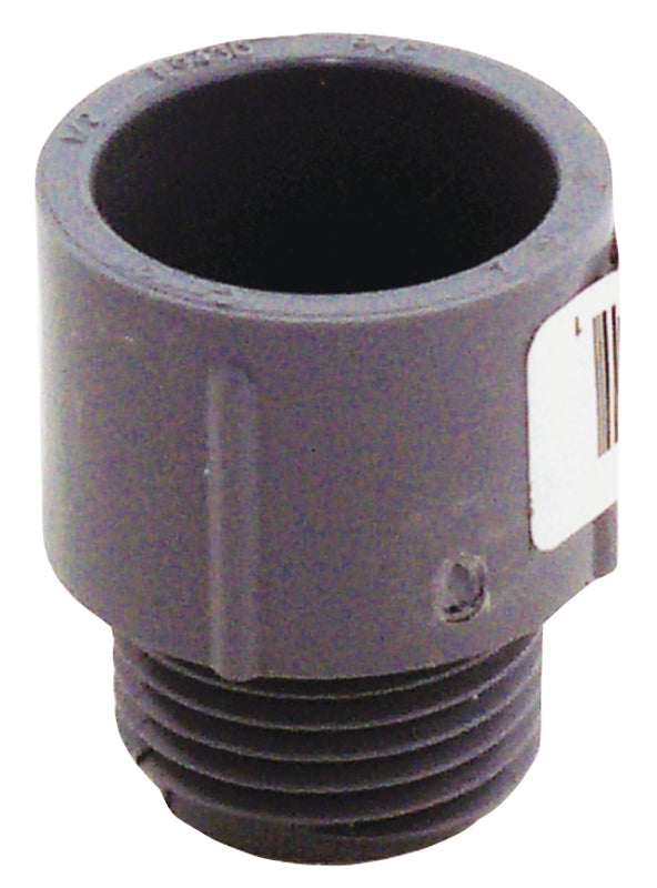 CARLON Carlon E943D-CTN Terminal Adapter, 1/2 in MPT x Socket, 1.04 in Dia, 1.31 in L, PVC, Gray ELECTRICAL CARLON