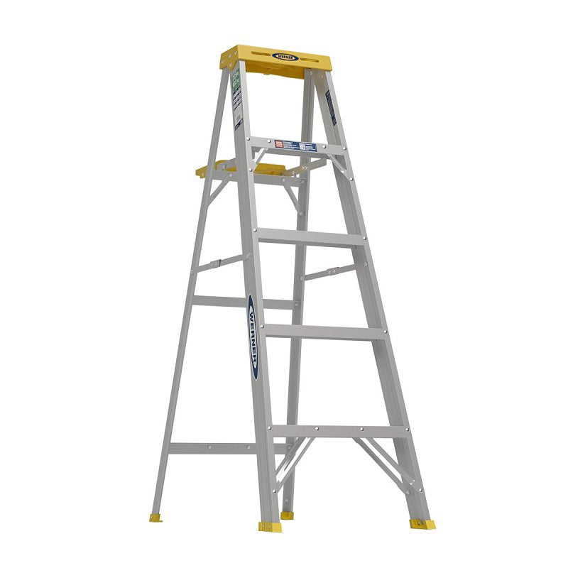 WERNER WERNER 355 Step Ladder, 5 ft, 4-Step, 225 lb, Type II Duty Rating, 3 in D Step, Aluminum, Green PAINT WERNER   