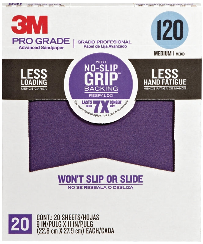 3M Scotch 26120CP-P-G Sandpaper Sheet, 11 in L, 9 in W, Medium, 120 Grit, Aluminum Oxide Abrasive, Paper Backing