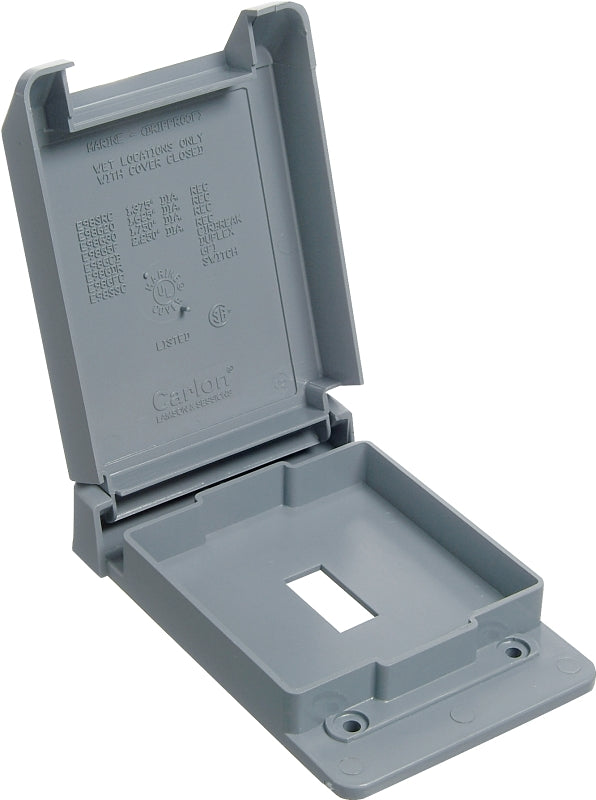 CARLON Carlon E98SSCN-CAR Device Cover, 4-53/64 in L, 3-11/16 in W, Rectangular, 1-Gang, Plastic, Gray, Textured ELECTRICAL CARLON