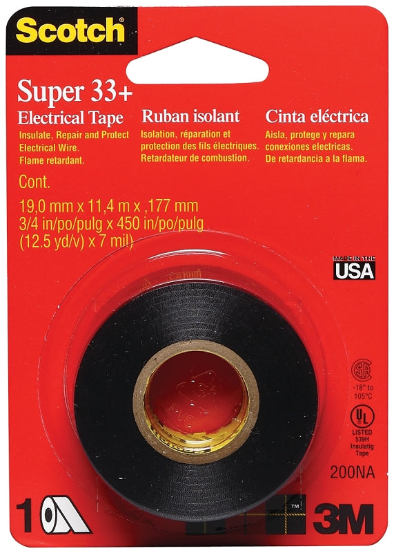 SCOTCH Scotch 200 Electrical Tape, 450 in L, 3/4 in W, PVC Backing ELECTRICAL SCOTCH