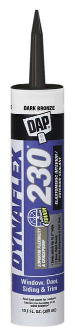 DAP DYNAFLEX 230 18420 Premium Sealant, Dark Bronze, 1 day Curing, 40 to 100 deg F, 10.1 oz Cartridge