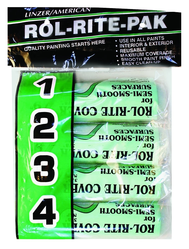 LINZER Linzer 9384 Roller Cover, 3/8 in Thick Nap, 9 in L, Polyester Cover, Green