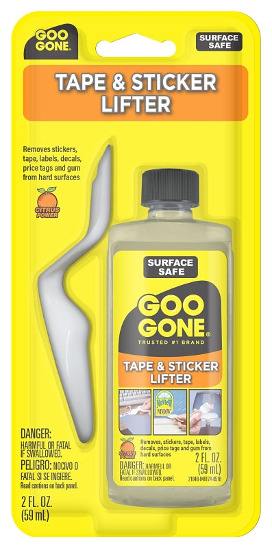 GOO GONE Goo Gone 2104 Tape and Sticker Lifter, 2 oz Bottle, Liquid, Citrus, Yellow