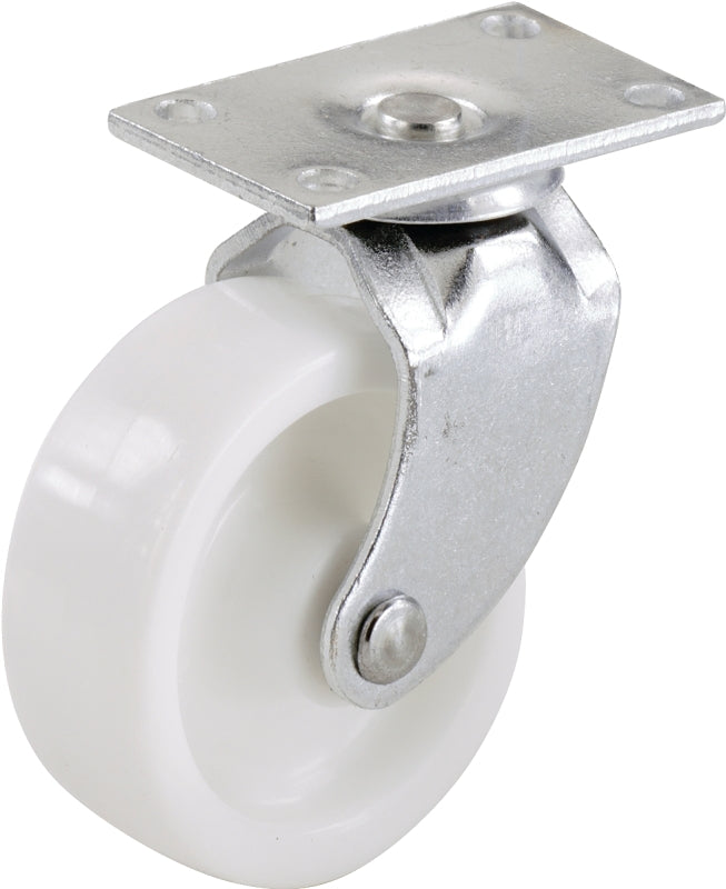 SHEPHERD Shepherd Hardware 9052 Swivel Caster, 1-1/4 in Dia Wheel, 1-3/16 in W Wheel, Plastic Wheel, White, 40 lb