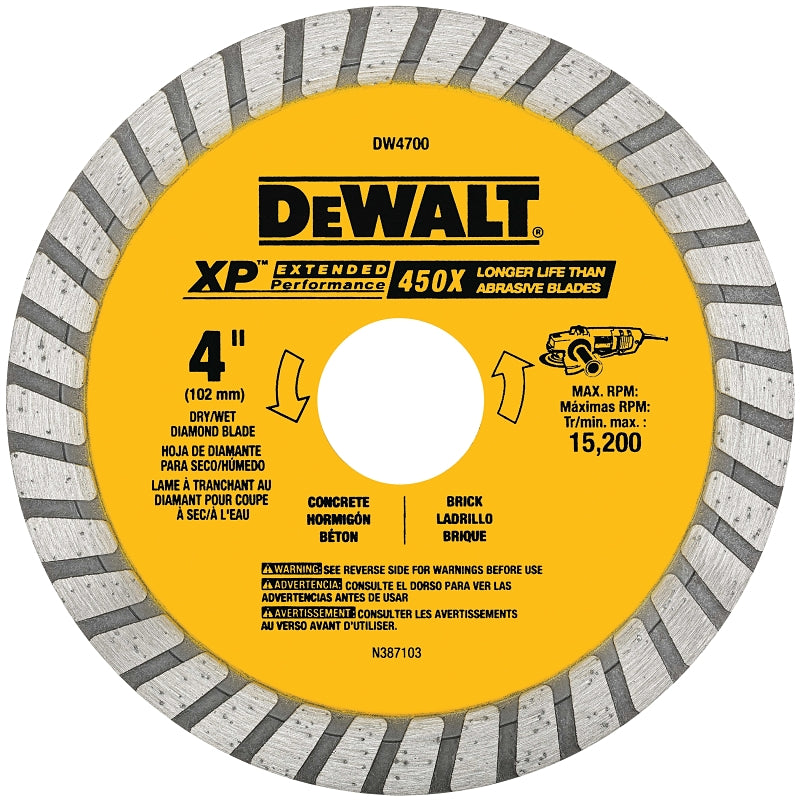 DEWALT DEWALT DW4700 Circular Blade, 4 in Dia, 5/8 in Arbor, Diamond Cutting Edge, Continuous Rim TOOLS DEWALT