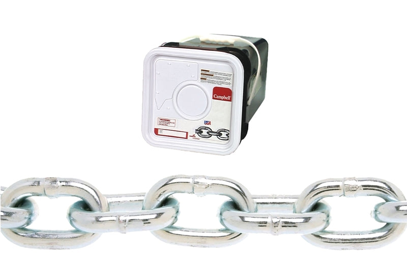 CAMPBELL CHAIN Campbell 0143436 Proof Coil Chain, 1/4 in, 100 ft L, 30 Grade, Steel, Galvanized HARDWARE & FARM SUPPLIES CAMPBELL CHAIN