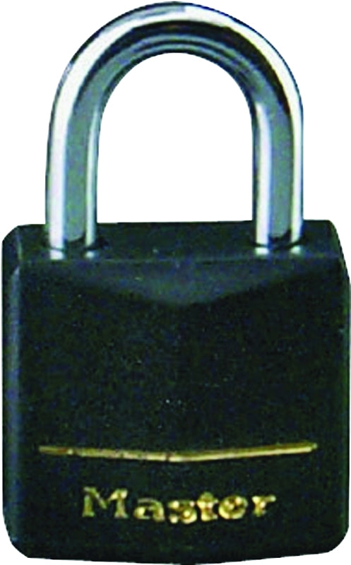 MASTER LOCK Master Lock 131Q Padlock, 1-3/16 in W Body, Keyed Alike Key, 3/16 in Dia Shackle, Steel Shackle, Brass Body