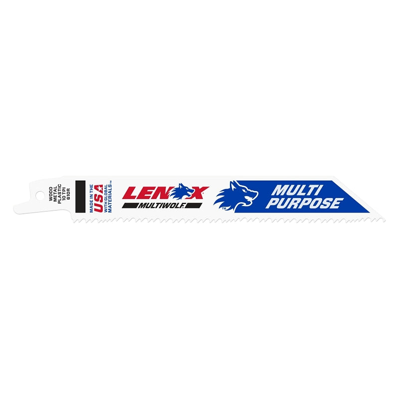 LENOX Lenox 20561S610R Reciprocating Saw Blade, 3/4 in W, 6 in L, 10 TPI, HSS Cutting Edge TOOLS LENOX
