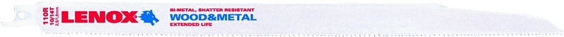 LENOX Lenox 20583110R Series Reciprocating Saw Blade, Applicable Materials: Metal, Nail-Embedded Wood, Plastic, 3/4 in W